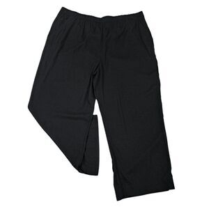 Serra Women's Black Linen Blend Pull on Elastic Waist Lounge Travel Pants XL